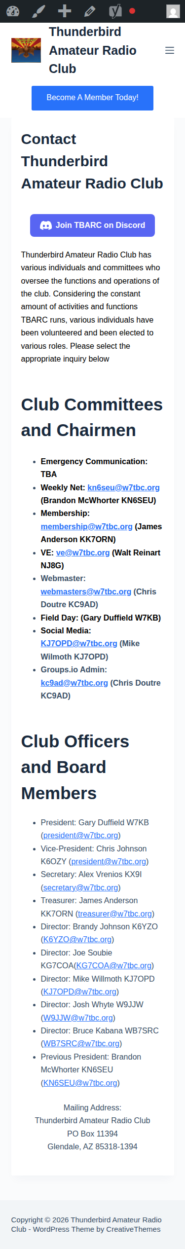 Current contact page