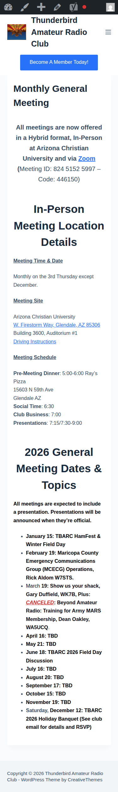 Current general meeting page